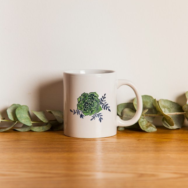 Caneca De Café Rosa cactus de aquarela (Criador carregado)