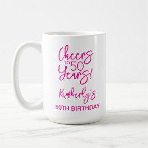 Caneca De Café Rosa Caprichoso Aniversário de 50 Anos Brinde Clás