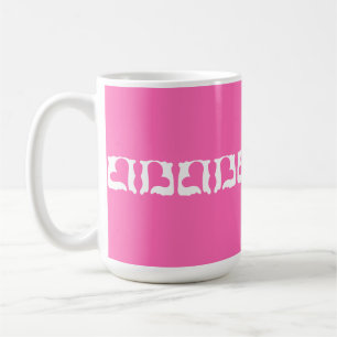 Caneca De Café Rosa Chiclete e Corações Brancos