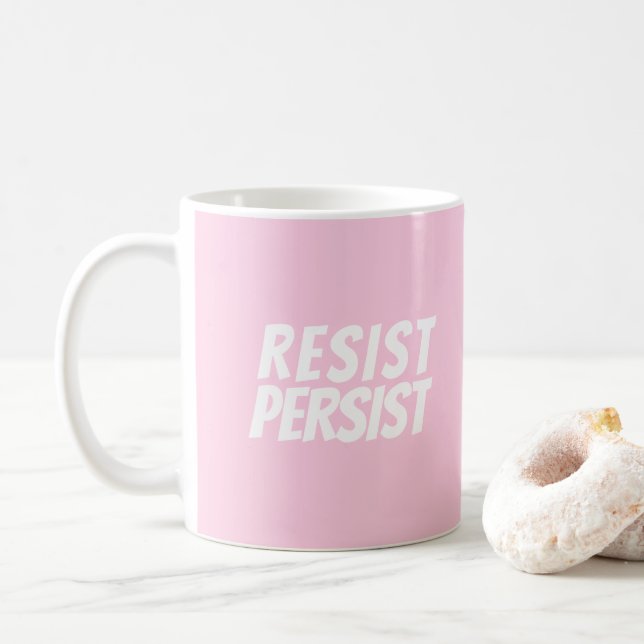 Caneca De Café rosa claro branca "Resistente" (Com Donut)