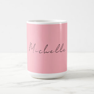 Caneca De Café Rosa Claro Profissional Caligrafia Clássica Única