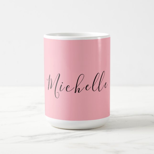 Caneca De Café Rosa Claro Profissional Único Clássico Caligrafia (Centro)