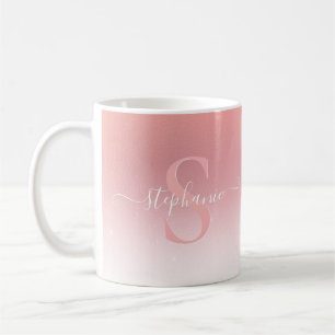 Caneca De Café Rosa cor-de-rosa Brilhante Brilhante Girly Monogra