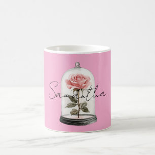 Caneca De Café Rosa Cor-de-Rosa em Vidro