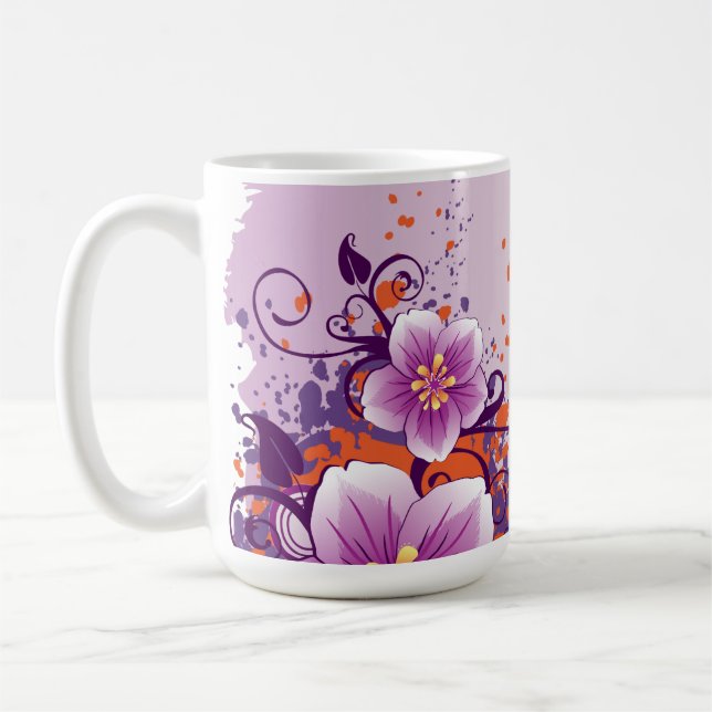 Caneca De Café Rosa da Prairie da Flor Roxa (Esquerda)