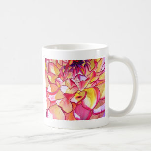 Caneca De Café Rosa Dahlia flor aquarela