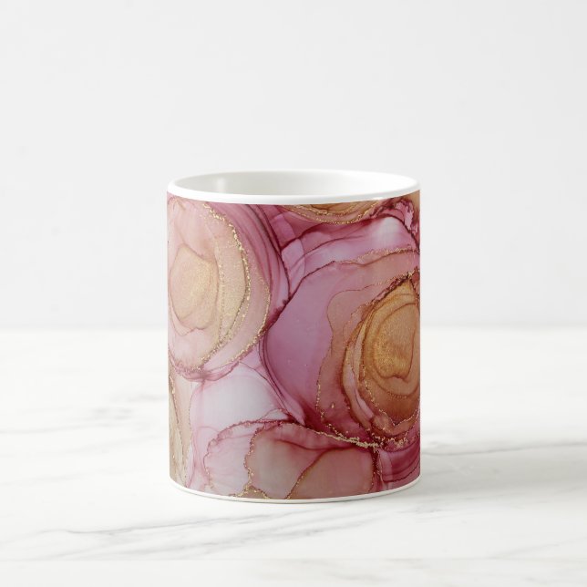 Caneca De Café Rosa de Abstrato de berinjela castanha (Centro)