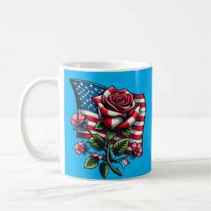 Caneca De Café Rosa de Arte Patriótica Americana