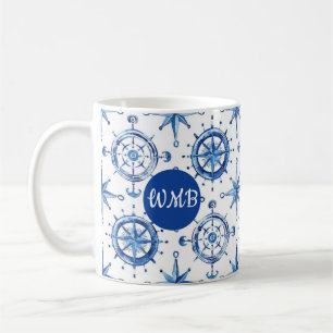 Caneca De Café Rosa de café monograma personalizado
