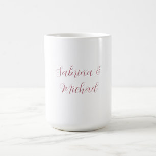 Caneca De Café Rosa de Caligrafia Minimalista Elegante Branco Dou