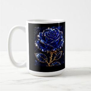 Caneca De Café Rosa de Cristal Dourado Azul Real