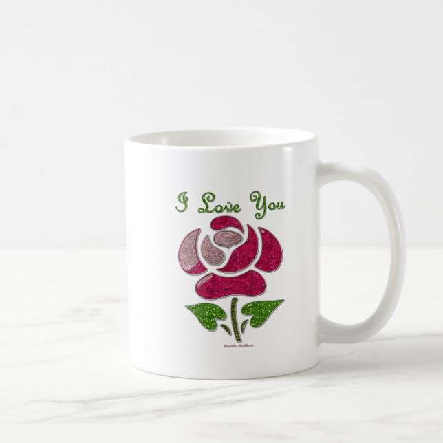 Caneca De Café Rosa De Estêncil Rosa Eu Te Amo (Direita)