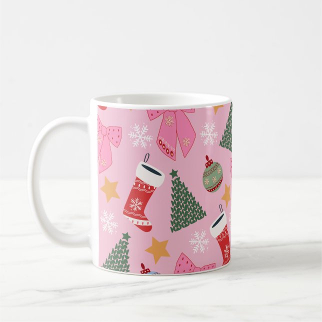 Caneca De Café Rosa de Natal Bonito (Esquerda)