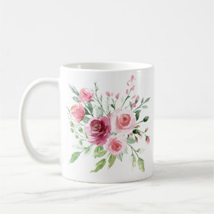 Caneca De Café Rosa de Pastel de Aquarela