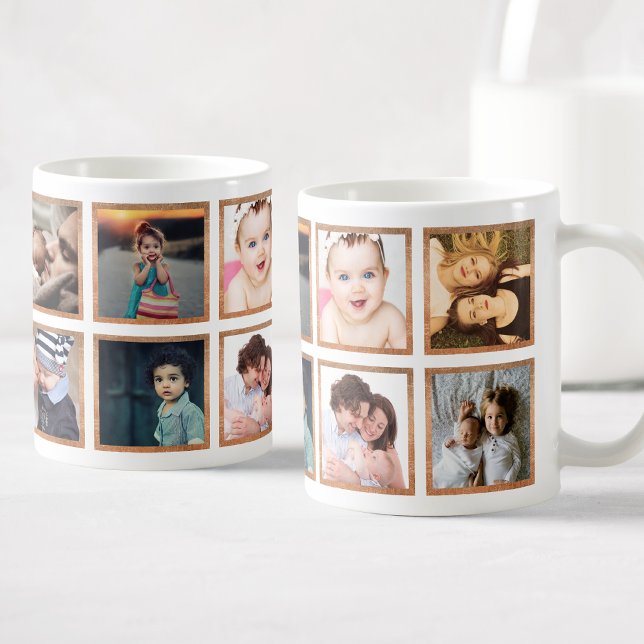 Caneca De Café Rosa de Tendência de Colagem de Fotos Personalizad (Criador carregado)
