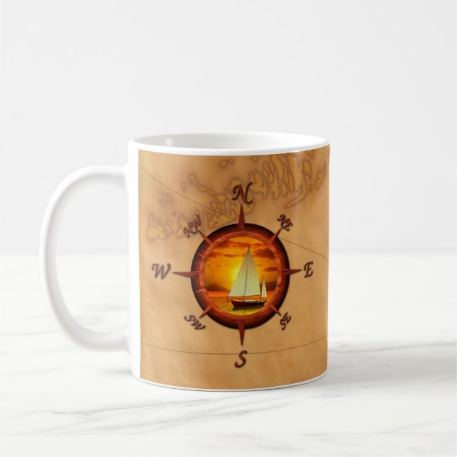 Caneca De Café Rosa de veleiro e de captura (Esquerda)
