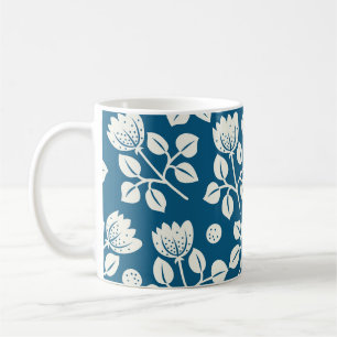 Caneca De Café Rosa de Vintage: Padrão Floral Elegante