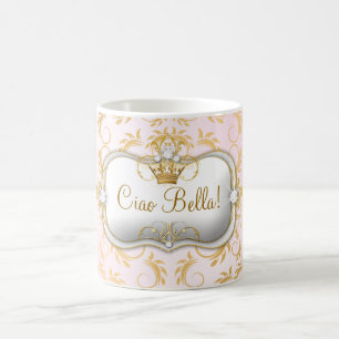 Caneca De Café Rosa divino dourado de 311 Ciao Bella