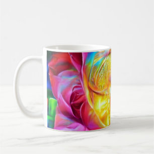Caneca De Café Rosa do Arco-Íris Psicodélico