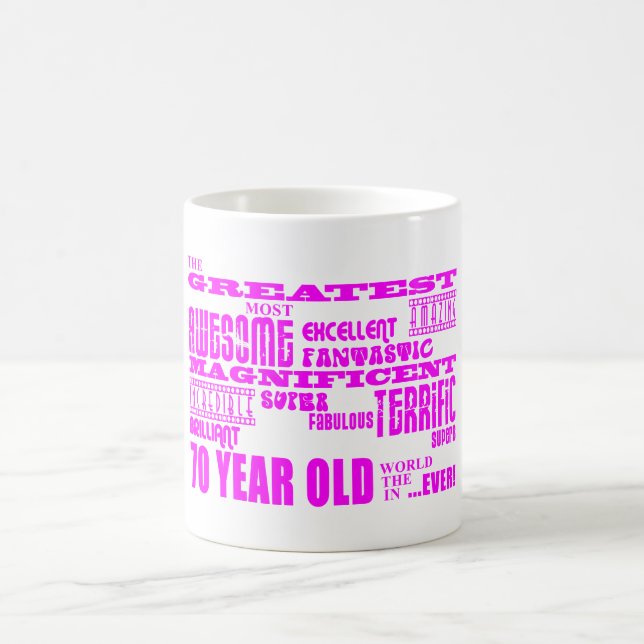 Caneca De Café Rosa dos aniversários do 70 das meninas: Os (Centro)