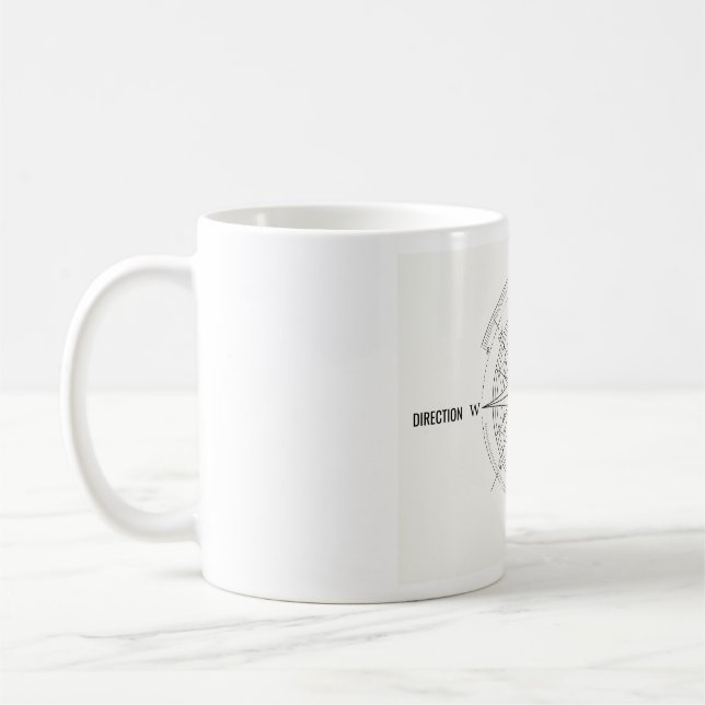 Caneca De Café Rosa dos Ventos Náutica de Descoberta de Direção  (Esquerda)