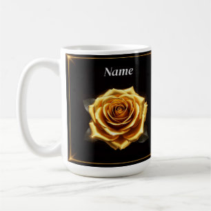 Caneca De Café Rosa Dourada com Bordas Reluzentes