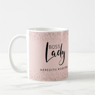 Caneca De Café Rosa Dourada Lush Glitter Boster Lady Personalizad