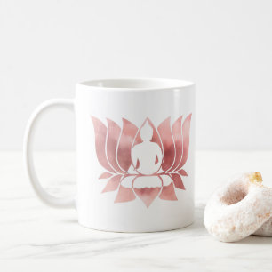 Caneca De Café Rosa Dourada Textura de Watercolor - Zen de Medita