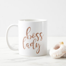 Caneca De Café Rosa Dourado Chefe Lady Mug