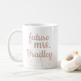Caneca De Café Rosa Dourado Futuro Sra. Wifey Newlywn Bridal