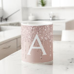 Caneca De Café Rosa Dourado - Nome do Monograma da Glitter Minúsc<br><div class="desc">Rosa Dourado - Esbranquiçado Ombre Rosa Luxúria Glitter Disjuntor Chic no Nome do Monograma da Folha Metálica e na Mug Inicial de Café. A caneca Girly Sparkly faz o Natal perfeito ou o doce presente de aniversário de 16 anos para alguém que ama ouro rosa.</div>