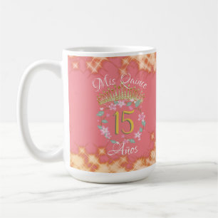 Caneca De Café Rosa Dourado Quinceanera Vintage Boho Espanhol