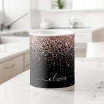 Caneca De Café Rosa Dourado - Rosa Bege Preto Brilho Lantejoulas<br><div class="desc">Rosa Dourado - Rosa Bege e Preto Brilho Lantejoulas Metal Escovado Monograma Nome e Inicial Xícara de Café ou Caneca. Isso torna o presente perfeito para aniversário de 16 anos, casamento, chá de noiva, aniversário de casamento, chá de bebê ou festa de despedida de solteira para alguém que ama luxo...</div>