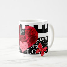 Rosa e estilo de quadro negro Mug