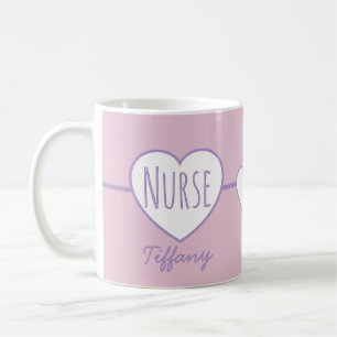 Caneca de café Rosa e Roxo Nurse Heart