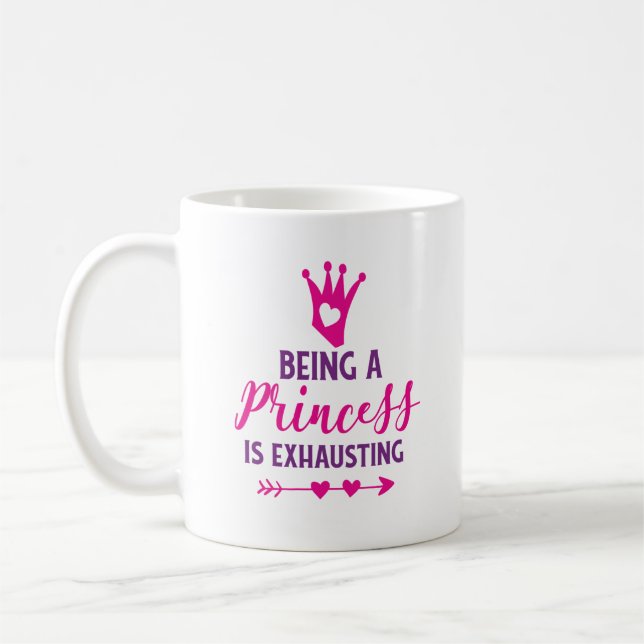 Caneca De Café Rosa e Roxo Ser uma Princesa é Exaustivo (Esquerda)