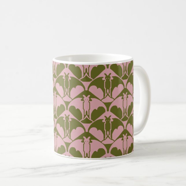 Caneca de café rosa e verde Batty (Frente Esquerda)
