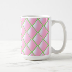 Caneca De Café Rosa e Verde Diamantes Matelassados