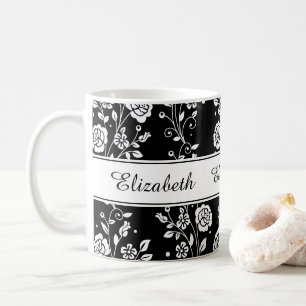 Caneca De Café Rosa Flor Floral Nome do Padrão Botaical Impress