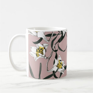 Caneca De Café Rosa Floral: Padrão Desenhado À Mão Da Aquarela