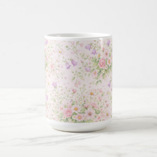 Caneca De Café Rosa Floral Rosa & Margarida — Botânica Pastel