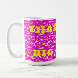 Caneca De Café Rosa, fofa, graças a você... tema grandes letras