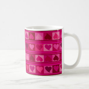 Caneca De Café Rosa Funky do fuschia de Mozaic dos corações e
