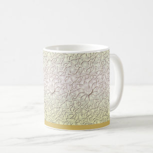 Caneca De Café Rosa Geométrico Dourado Padrão de Coração de AMOR