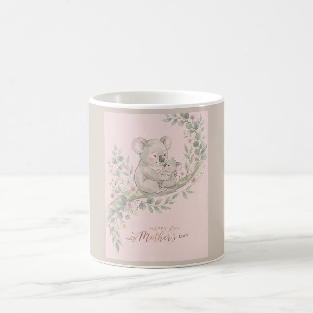 Caneca De Café Rosa, Mãe de Coala Gentil e Filhote (Centro)
