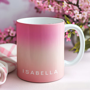 Caneca De Café Rosa Moderno Degradê Ombre Personalizado