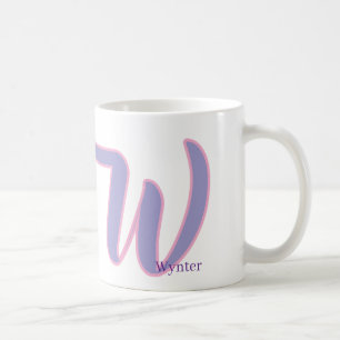 Caneca De Café Rosa Moderno & Monograma de Nome Personalizado Rox