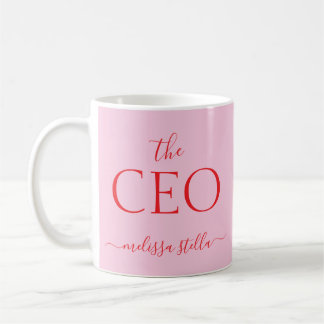 Caneca De Café Rosa ModernoO Nome do CEO | Presente Feminino