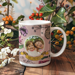 Caneca De Café Rosa Nós Amo-Te Rainha Abelha E Flores Foto