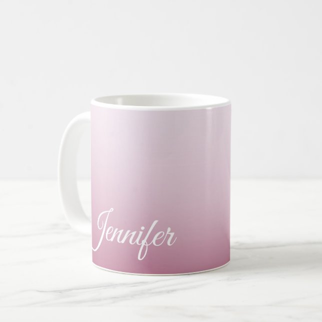 Caneca De Café Rosa pastel com nome Frasco envolto em vinil (Frente Esquerda)